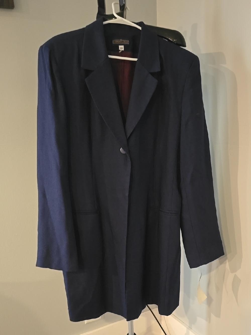 Herman Geist navy blue single-breasted blazer or midi coat Size 18 Women's